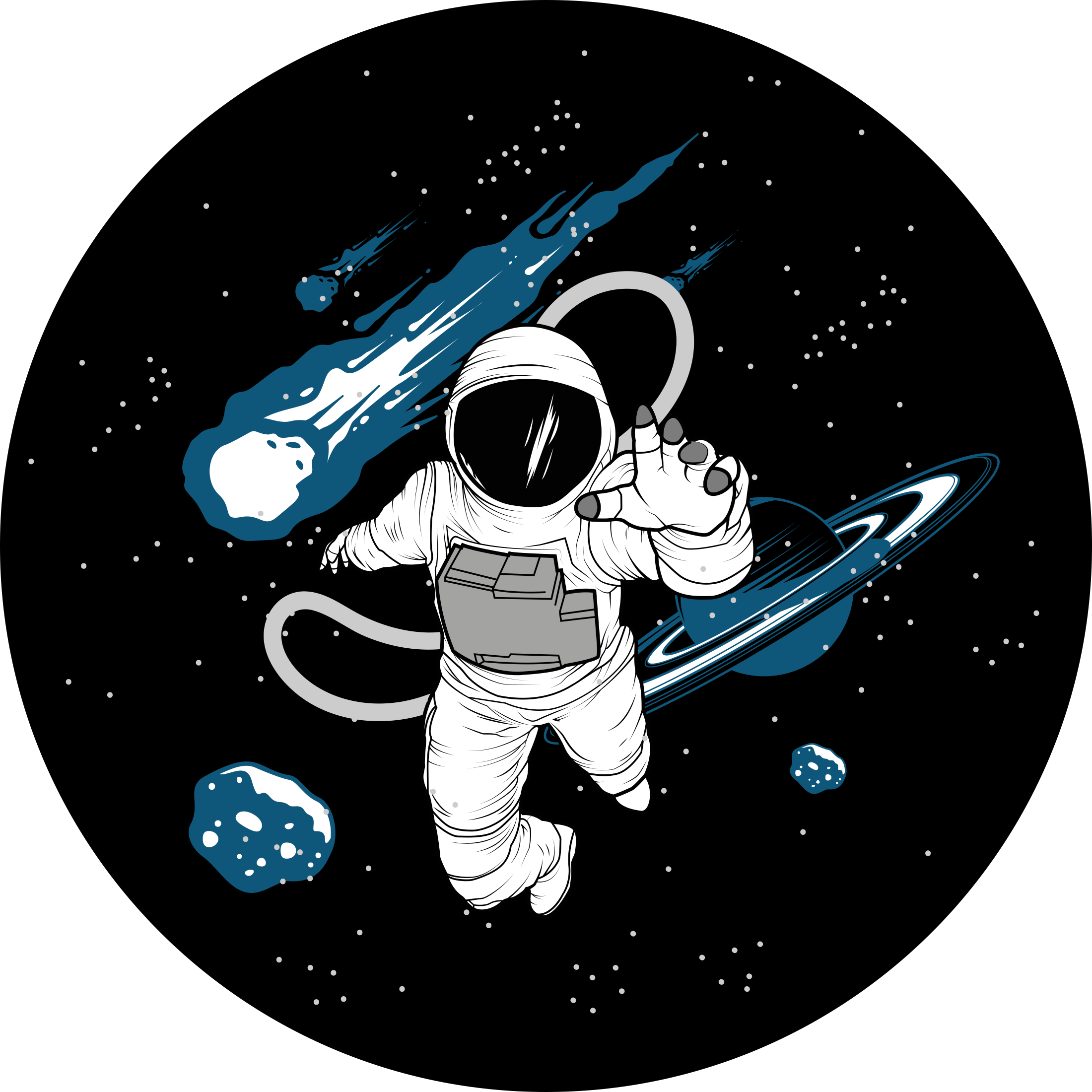 Hand dras astronaut karaktär sovrum matta - Tenstickers