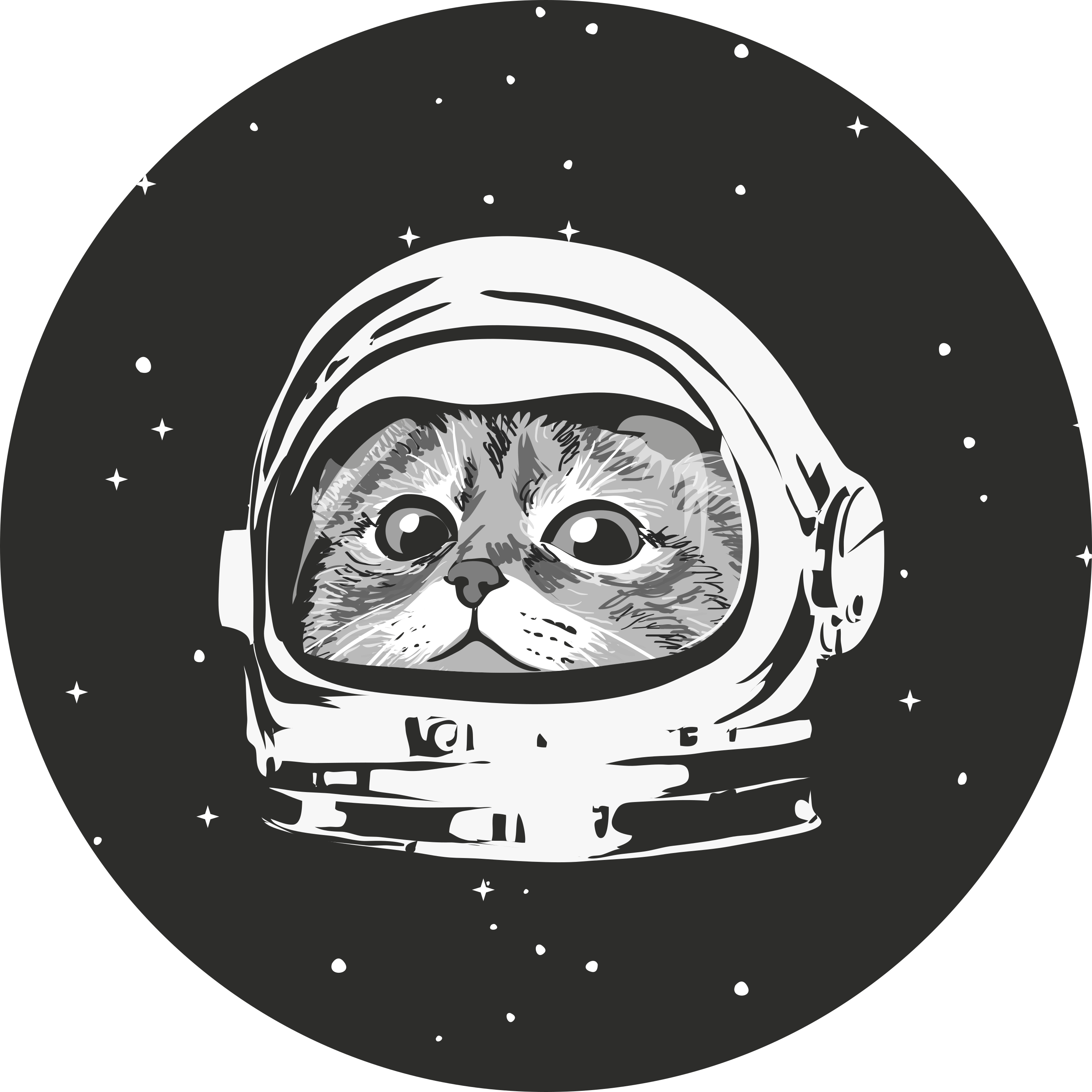 Söt katt med astronaut hjälm sovrum matta - Tenstickers