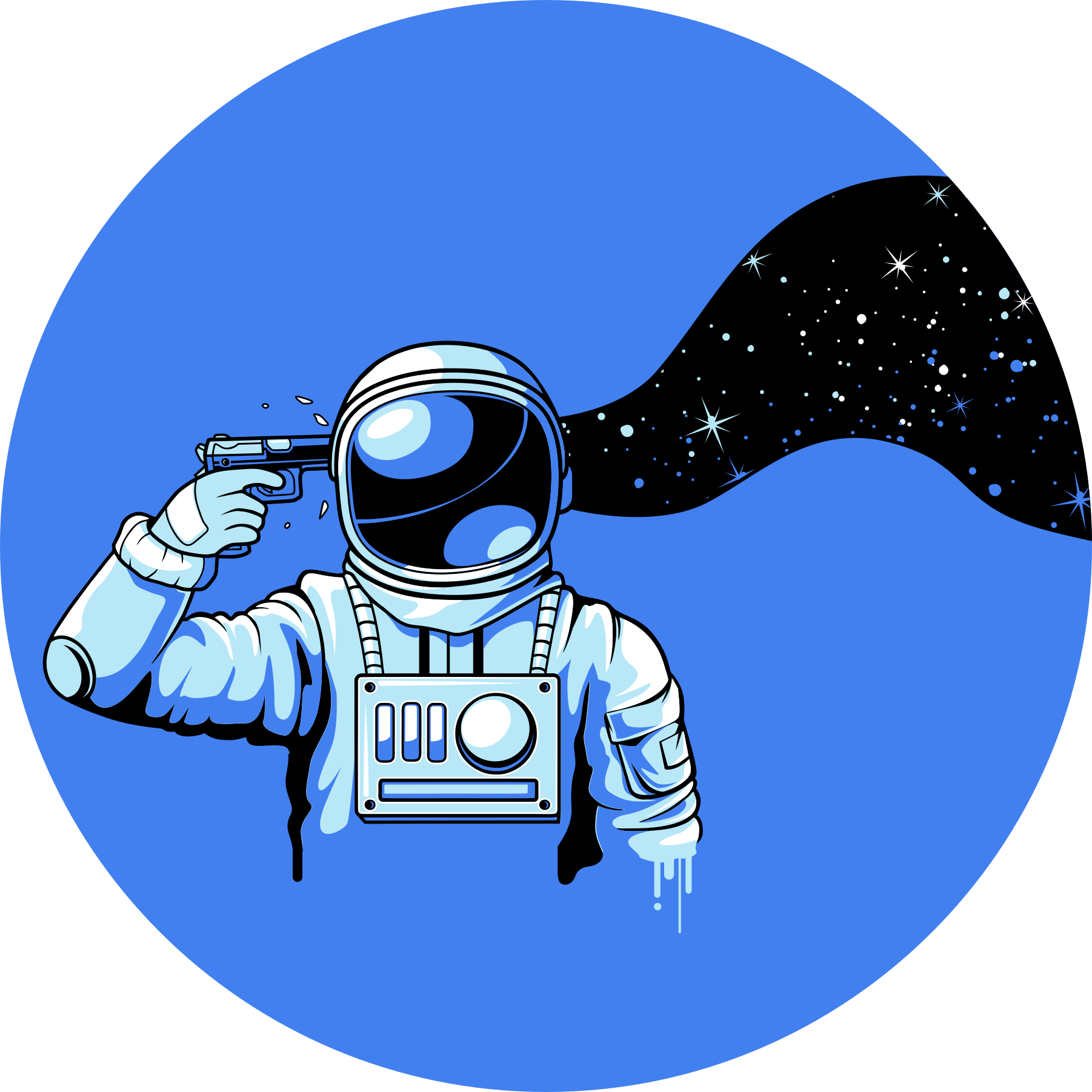 Astronaut kosmisk scen Vinylmatta Ungdom - Tenstickers