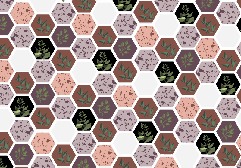 Hexagonalt bladmönster Vinylmatta natur - Tenstickers