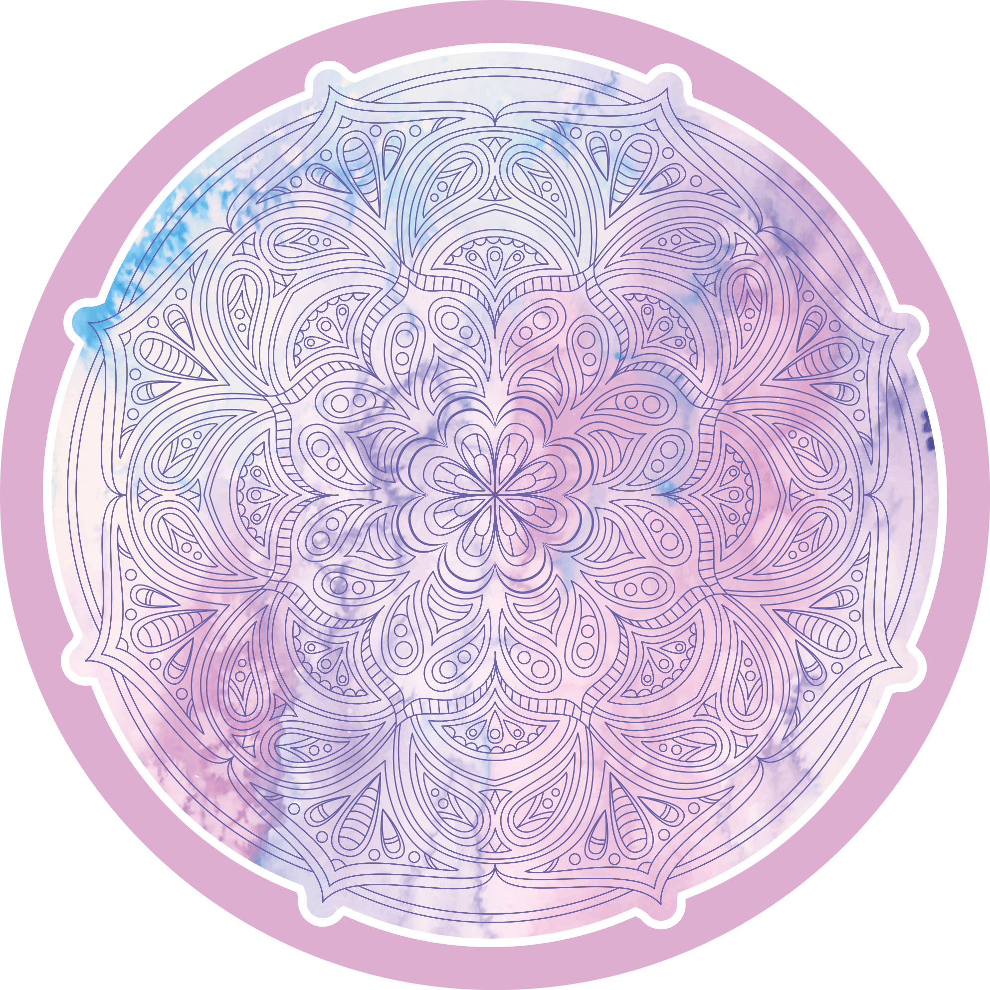 Pastellrosa blommig Vinylmatta Mandala - Tenstickers