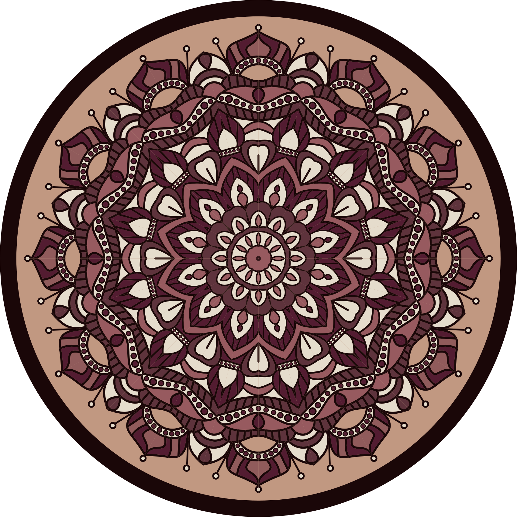 Jordfärger detaljerad mandala vinylmatta - Tenstickers