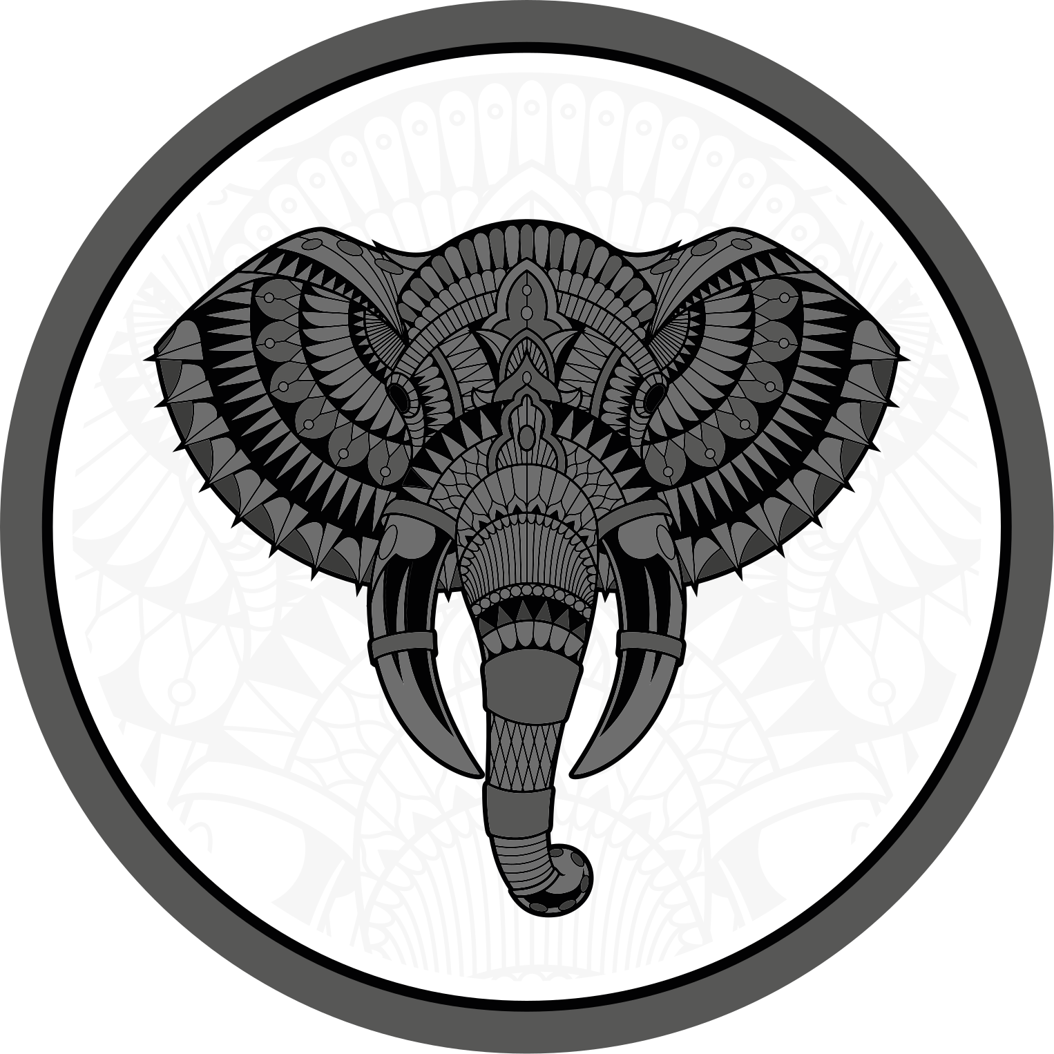 Elefant med mandala textur mandala vinylmatta - Tenstickers