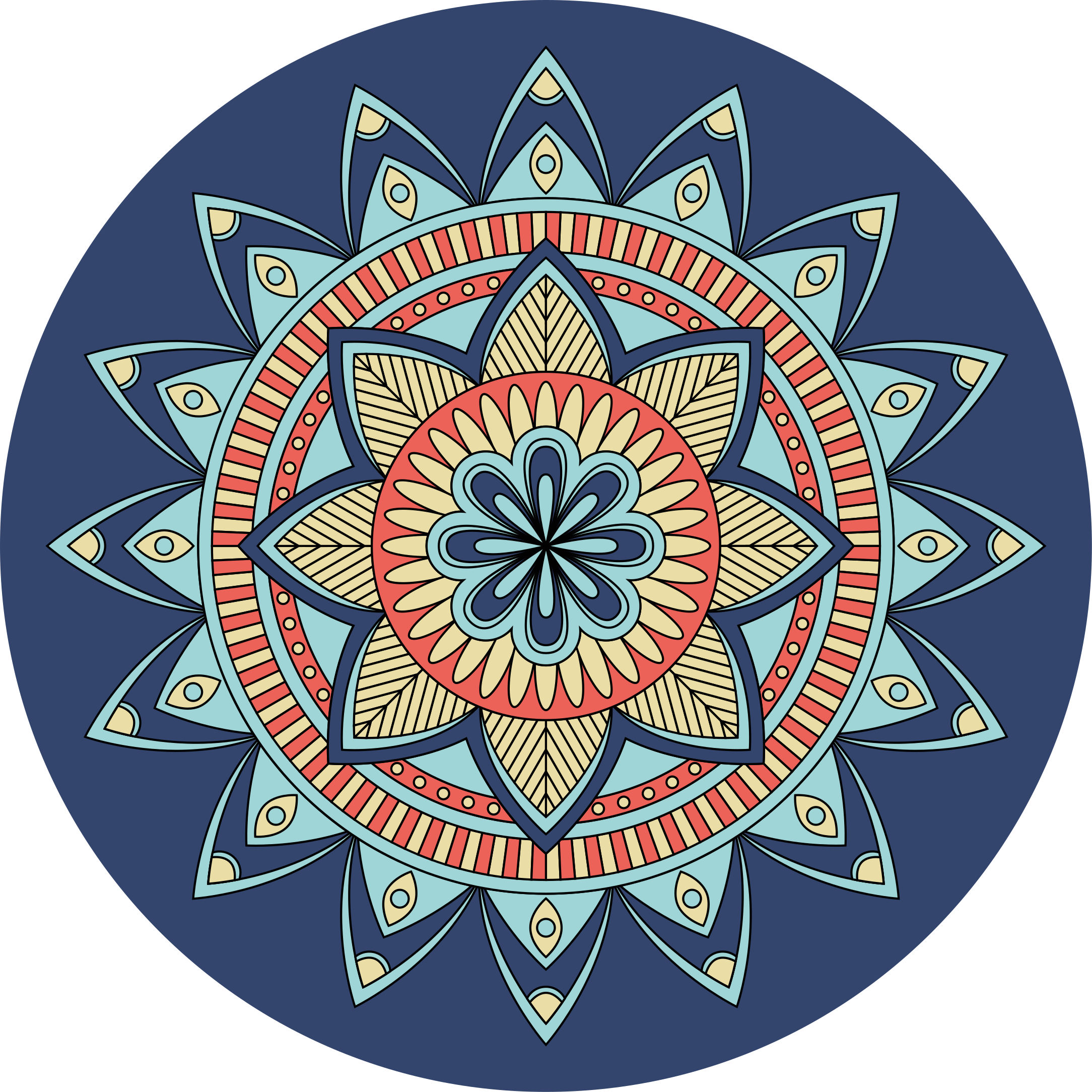 Blå livfulla nyanser Vinylmatta Mandala - Tenstickers