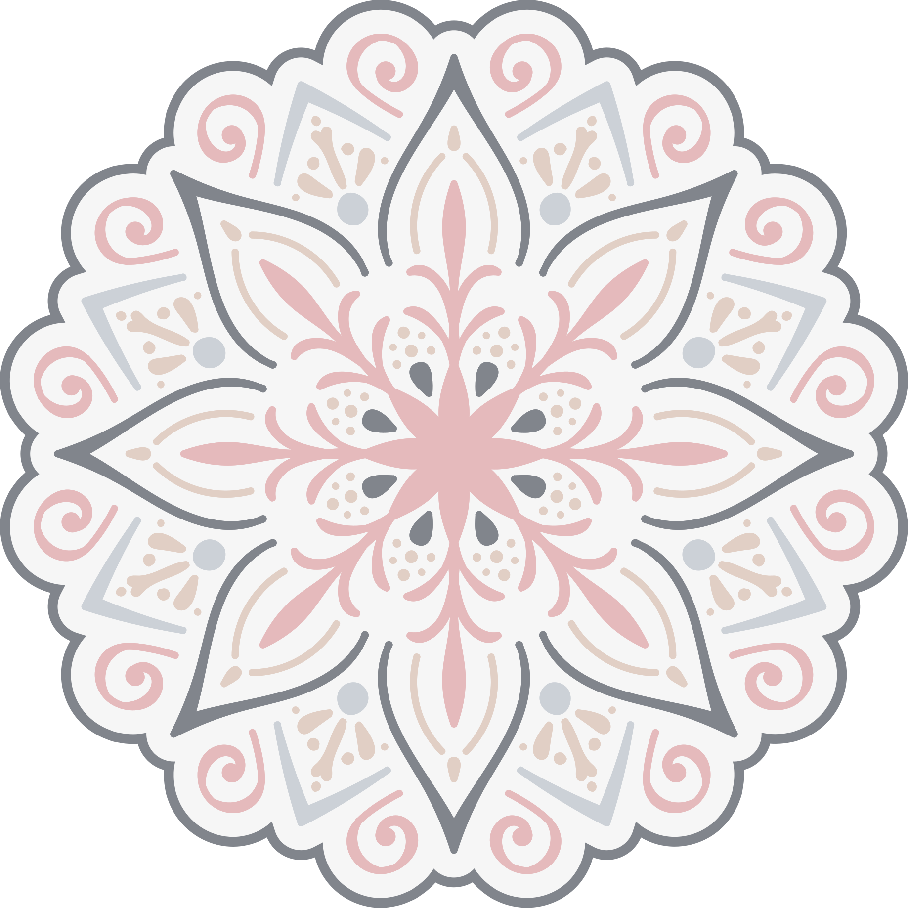 Rosa blommor mandala vinylmatta - Tenstickers