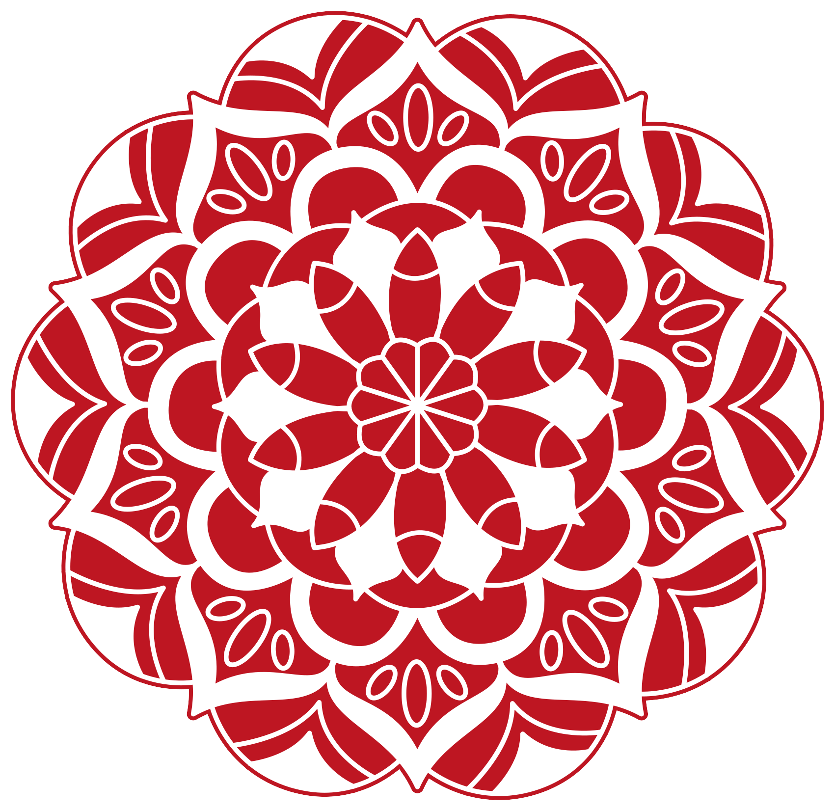 Rött blommönster Vinylmatta Mandala - Tenstickers
