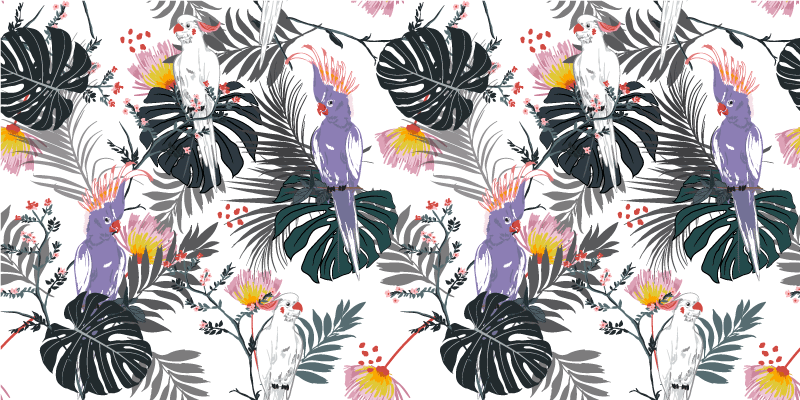 Tropiskt bladarrangemang Vinylmatta Vardagsrum - Tenstickers