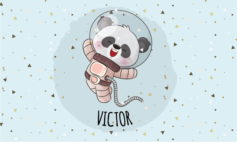 Söt panda-astronaut Vinylmatta namn - Tenstickers