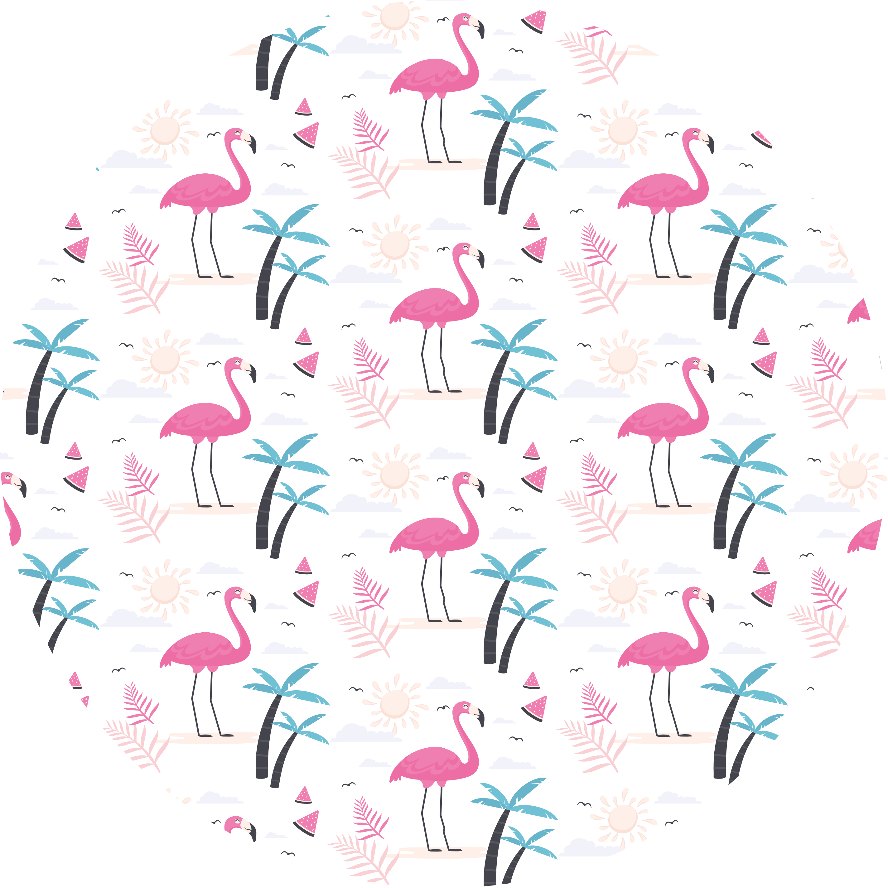 Tropisk rosa flamingo djurmatta - Tenstickers