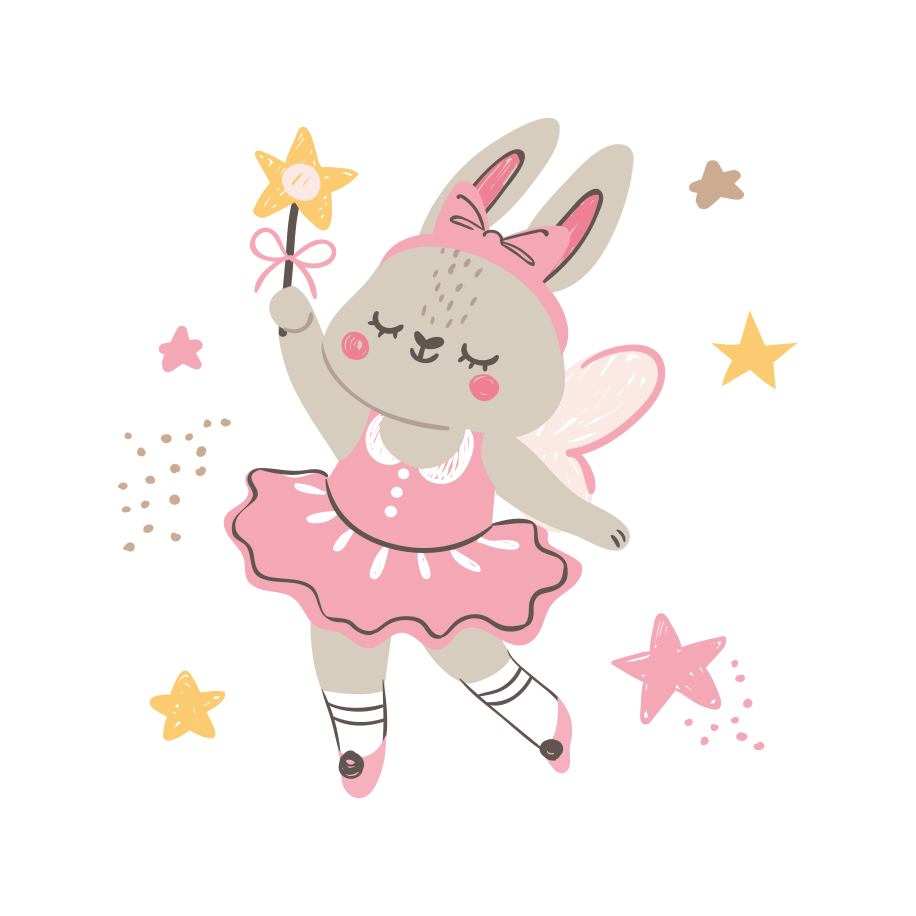 Kanin älva illustration stjärnor barn vinyl matta - Tenstickers