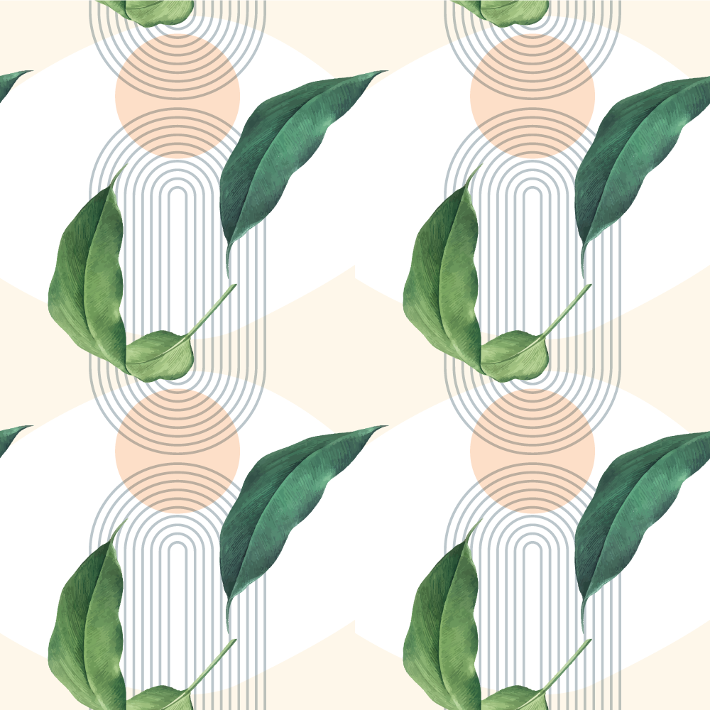 Lövrika geometriska mönster Vinylmatta natur - Tenstickers