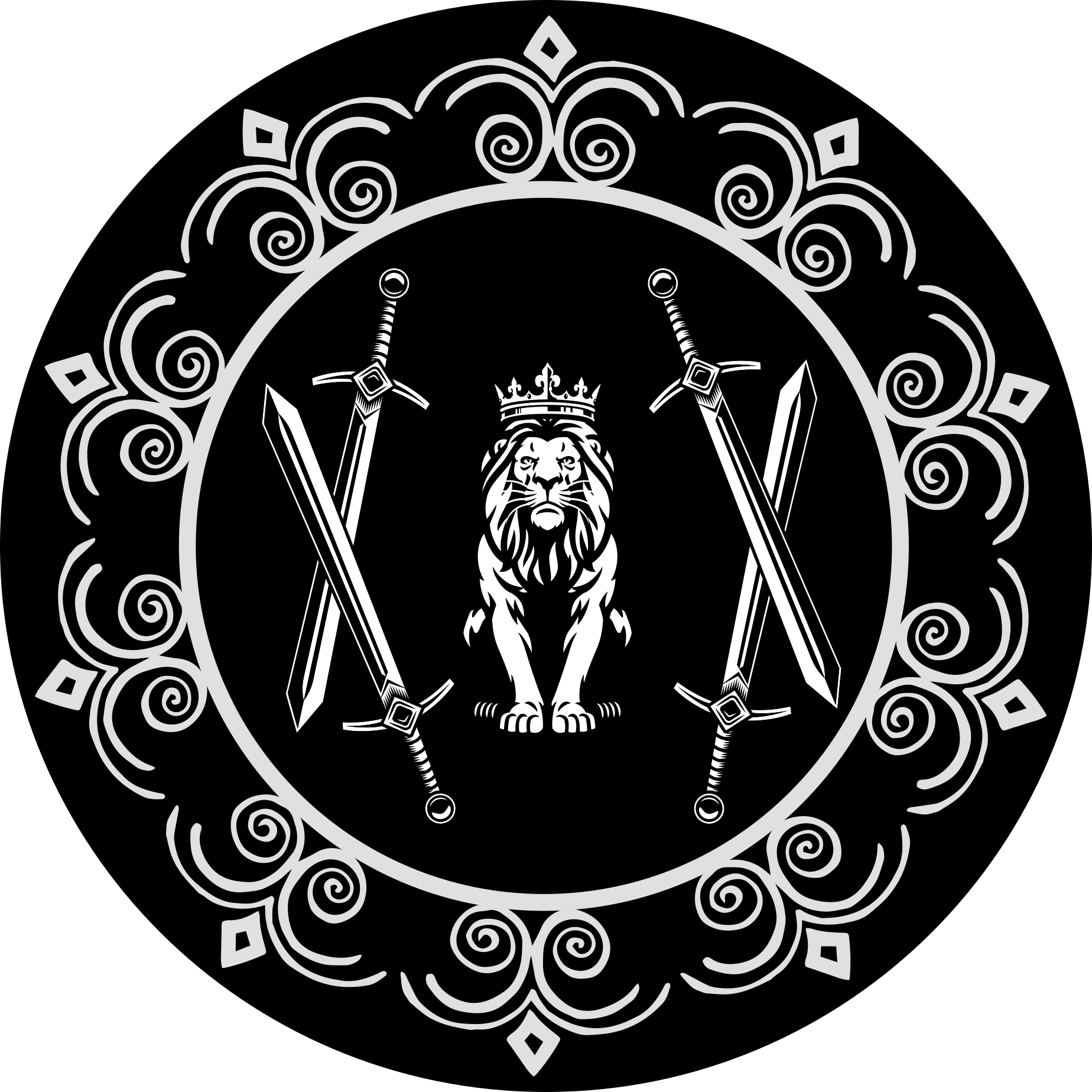 Majestätiskt lejonemblem Vinylmatta Cirkulär - Tenstickers