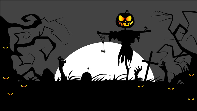 Kuslig kyrkogårdsmiljö Vinylmatta Halloween - Tenstickers