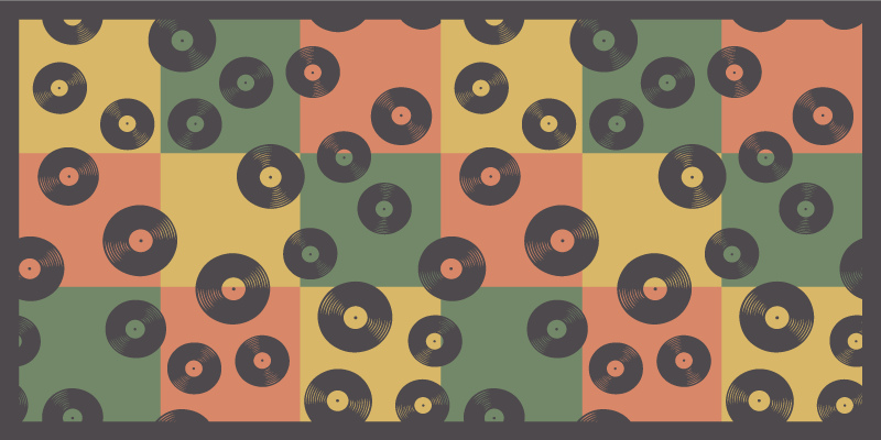 Färgglada vinylskivor retro mönster vintage matta - Tenstickers