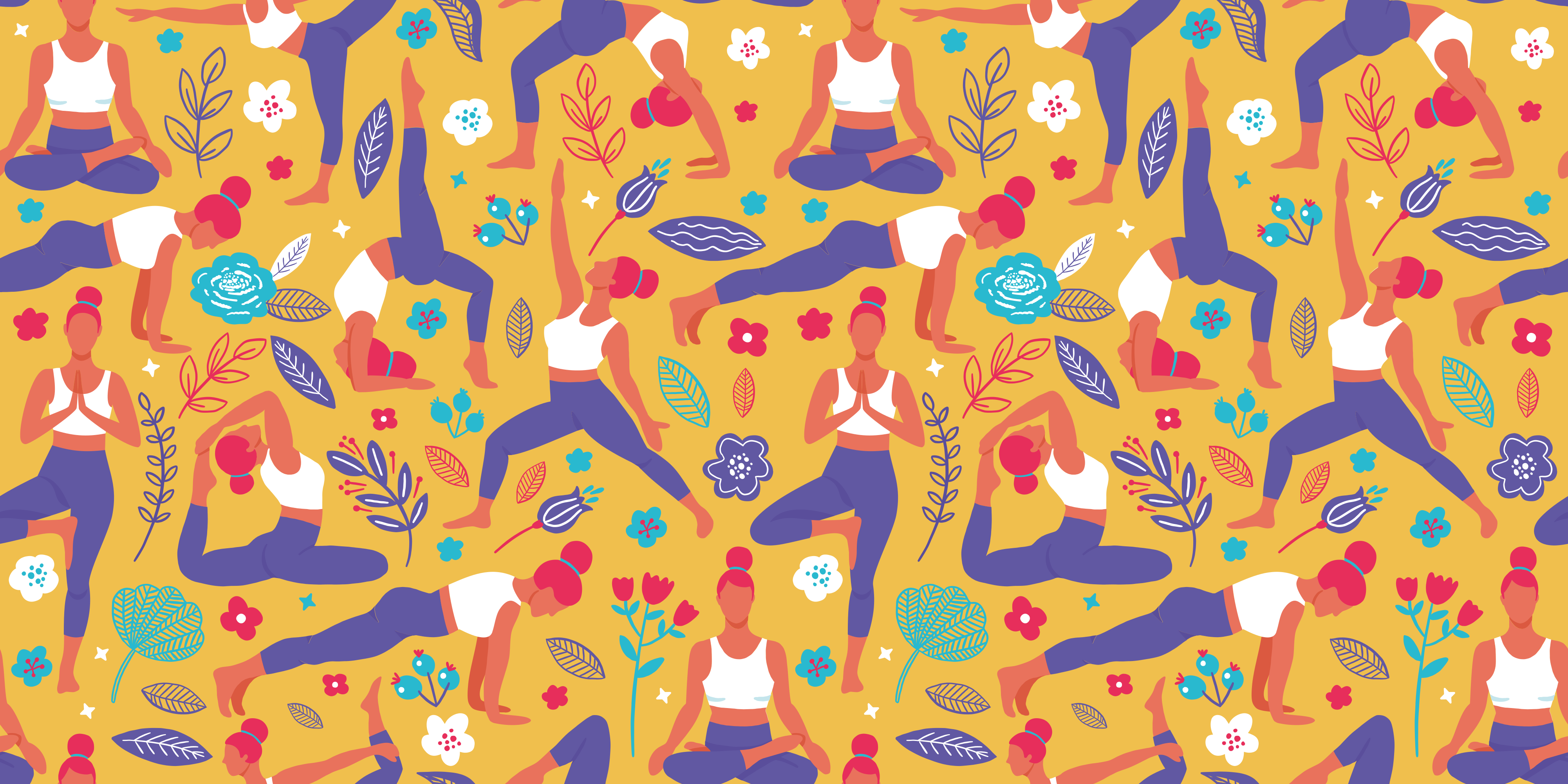 Handritad yoga doodle vardagsrumsmatta - Tenstickers