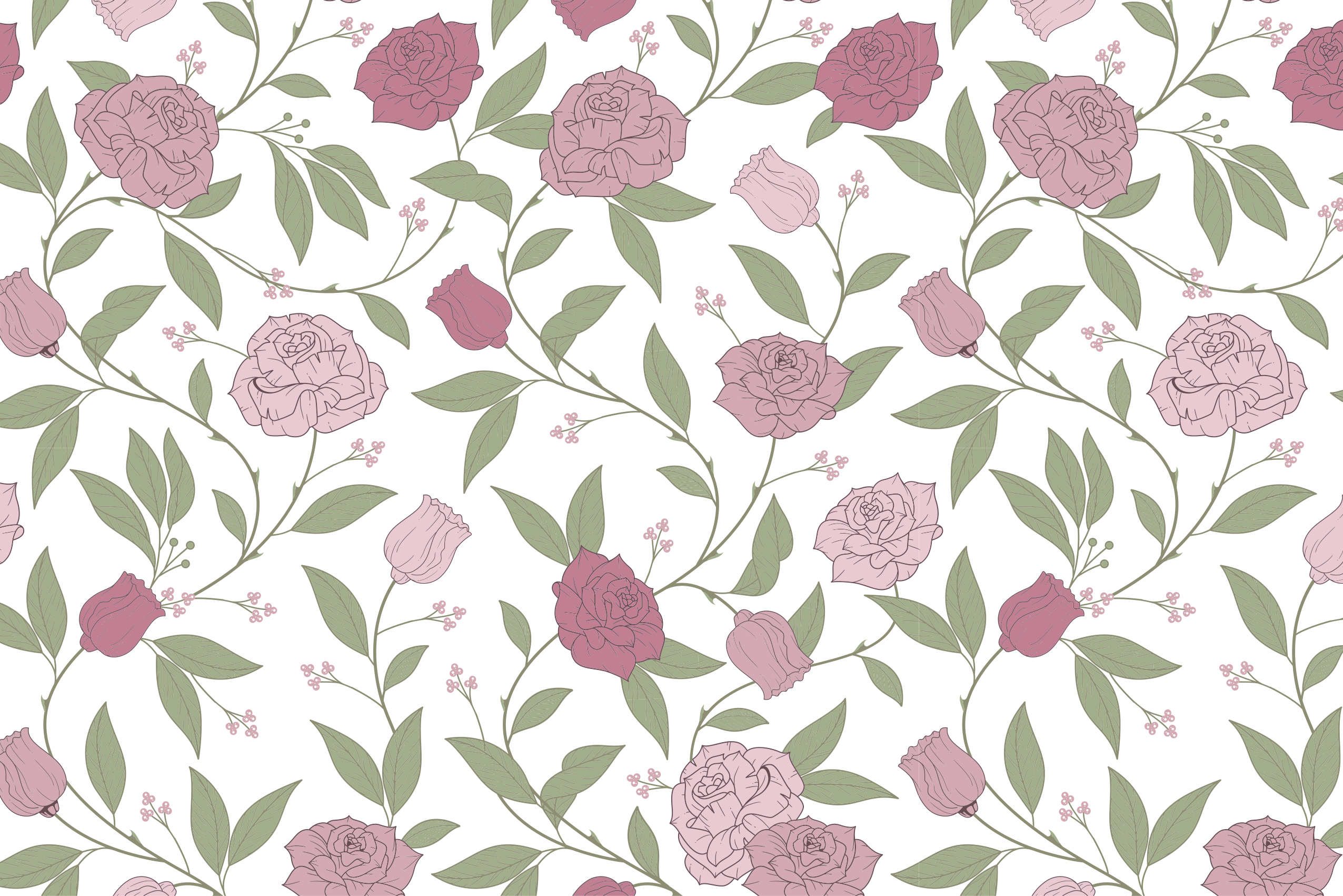 Elegant trädgårdsmönster Vinylmatta blommor och växter - Tenstickers