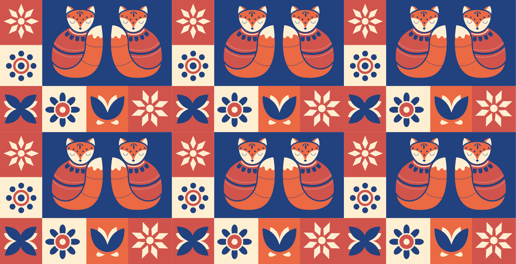 Färgglada rävmönster Andra Vinylmattor - Tenstickers