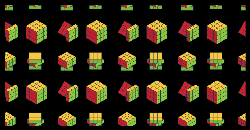 Färgglad rubik kub mönster vintage matta - Tenstickers