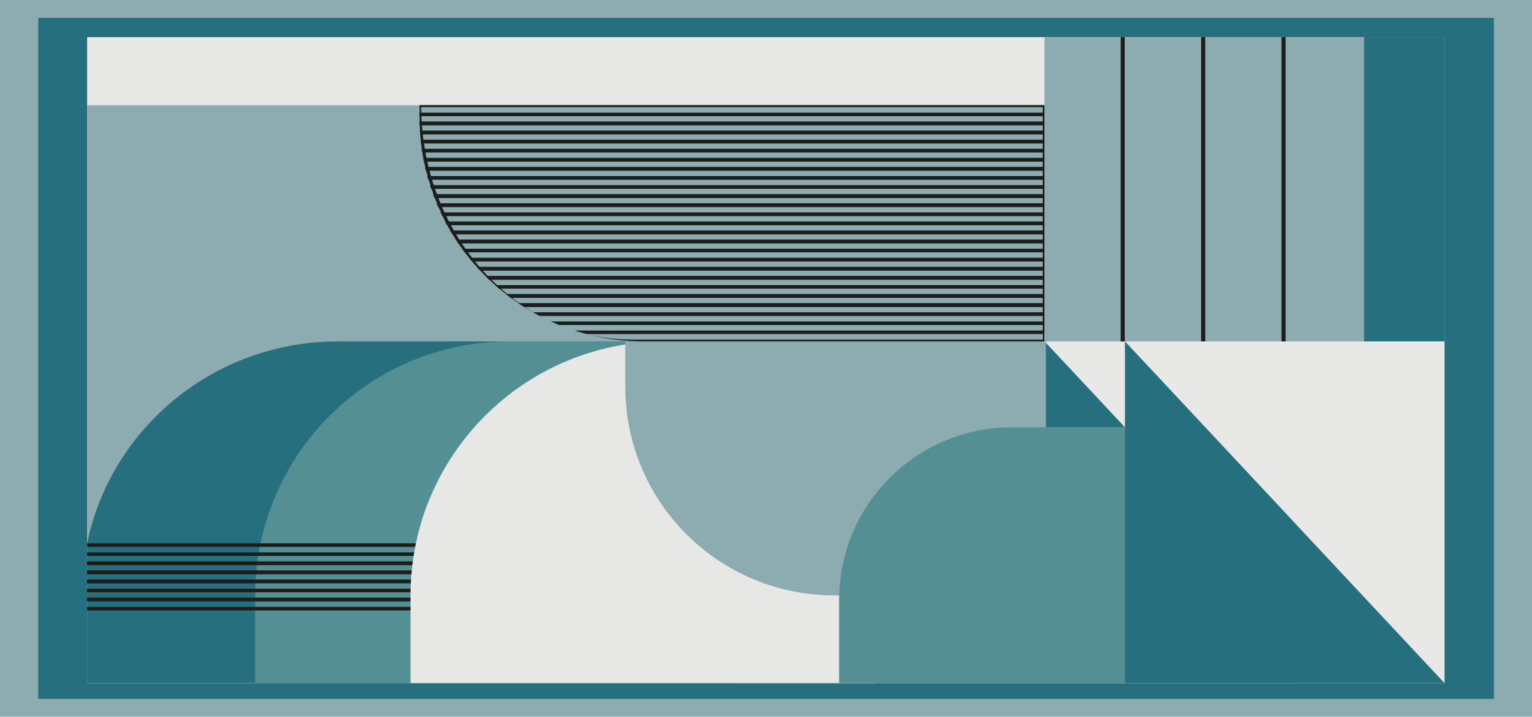 Blå abstrakta geometriska former Vinylmatta modern - Tenstickers