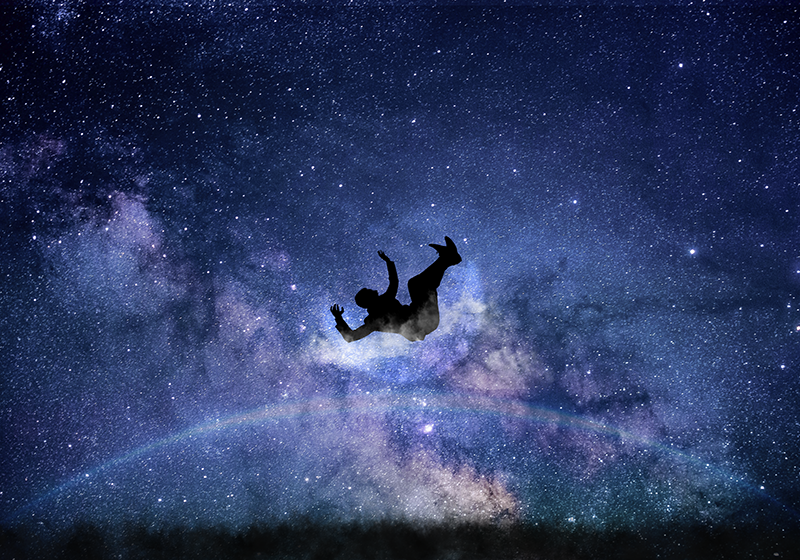 Faller genom kosmos Vinylmatta Stjärnor - Tenstickers