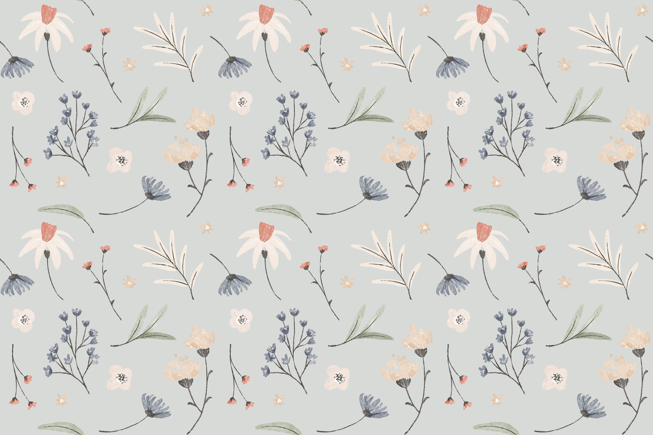 Blommig blad illustration Vinylmatta blommor och växter - Tenstickers