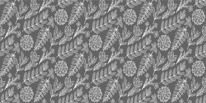 Blommigt lövmönster Vinylmatta blommor och växter - Tenstickers