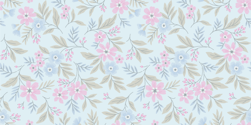 Floral Pastel Design Vinylmatta blommor och växter - Tenstickers