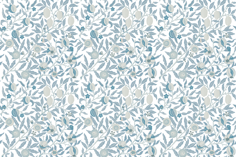 Blå blommor matta i viktoriansk stil - Tenstickers