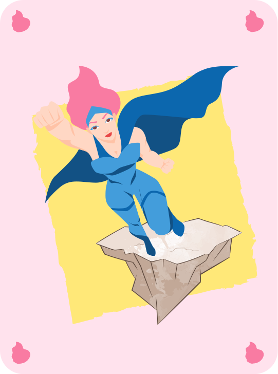 Superhjälte tjej rosa hår barn vinyl matta - Tenstickers