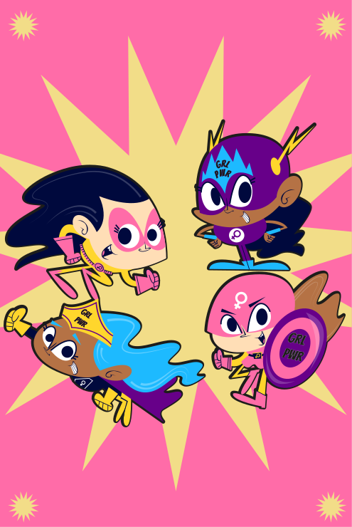 Färgglada superhjältekaraktärer Vinylmatta Barn - Tenstickers