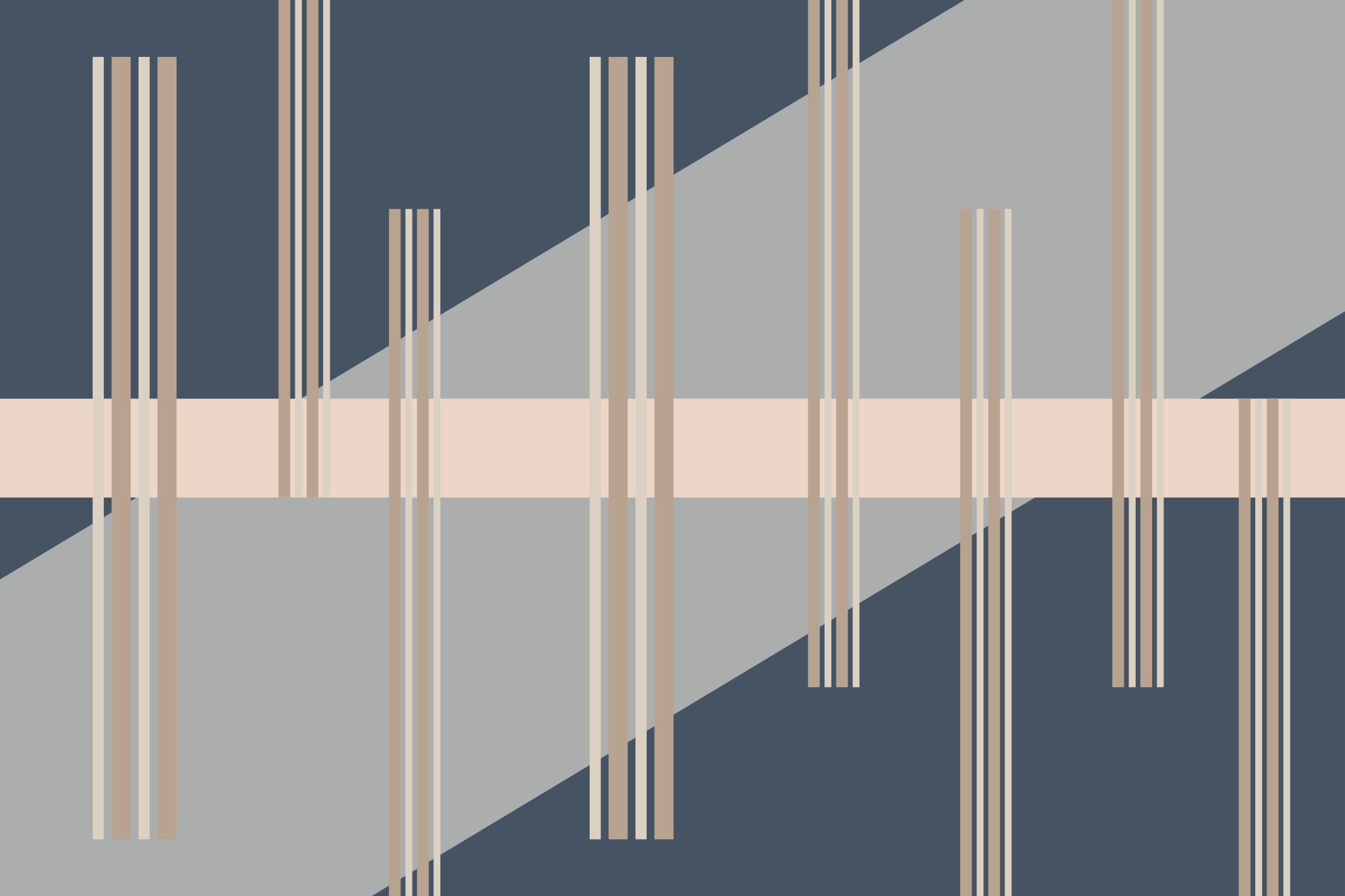 Grå abstrakt modern matta i mitten av århundradet - Tenstickers