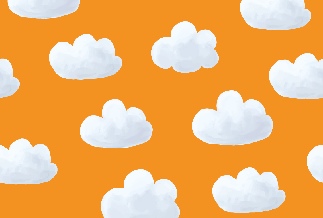 Orange himmel med moln baby lekmatta - Tenstickers
