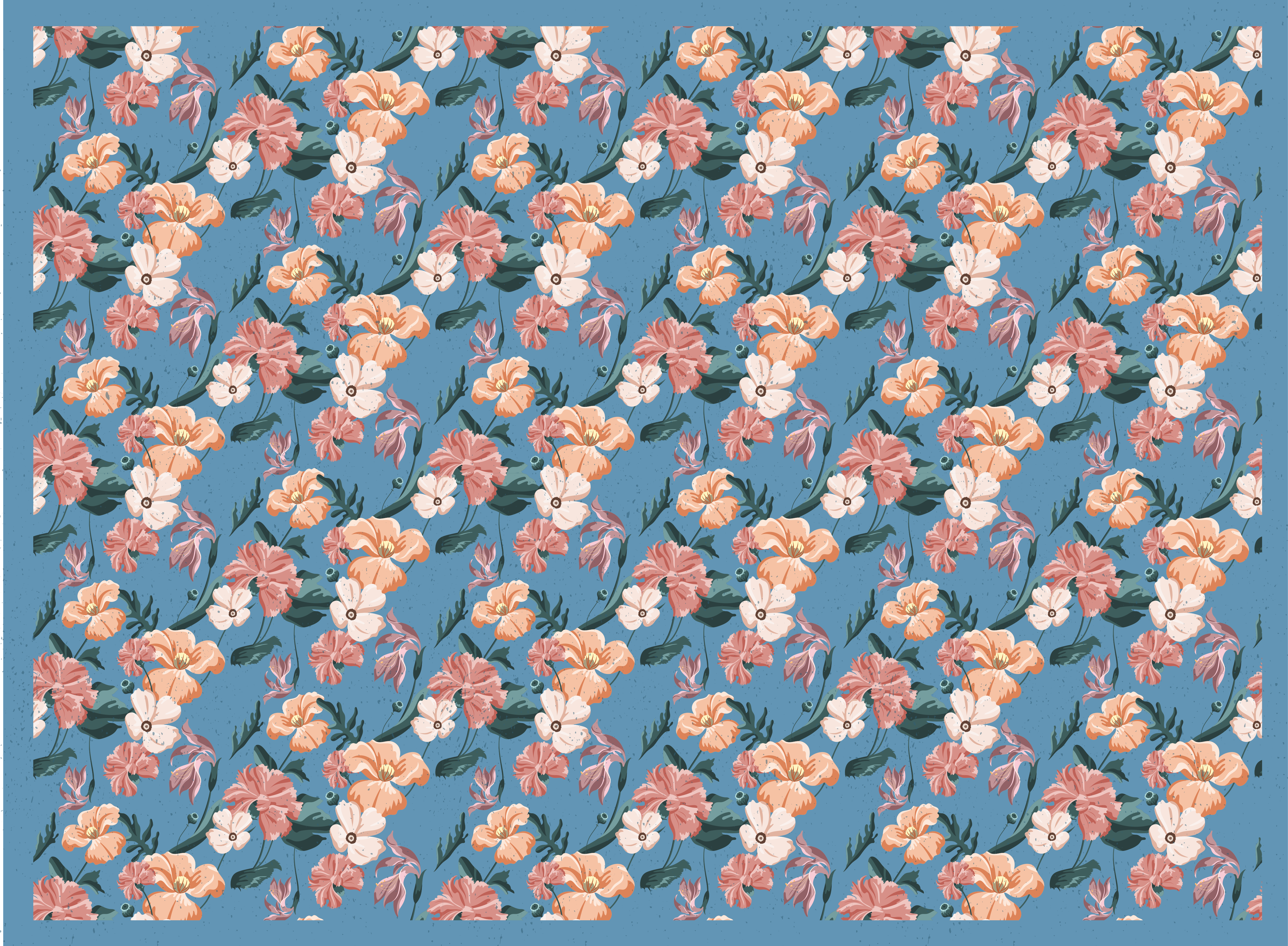 Blommönster Vinylmatta blommor och växter - Tenstickers