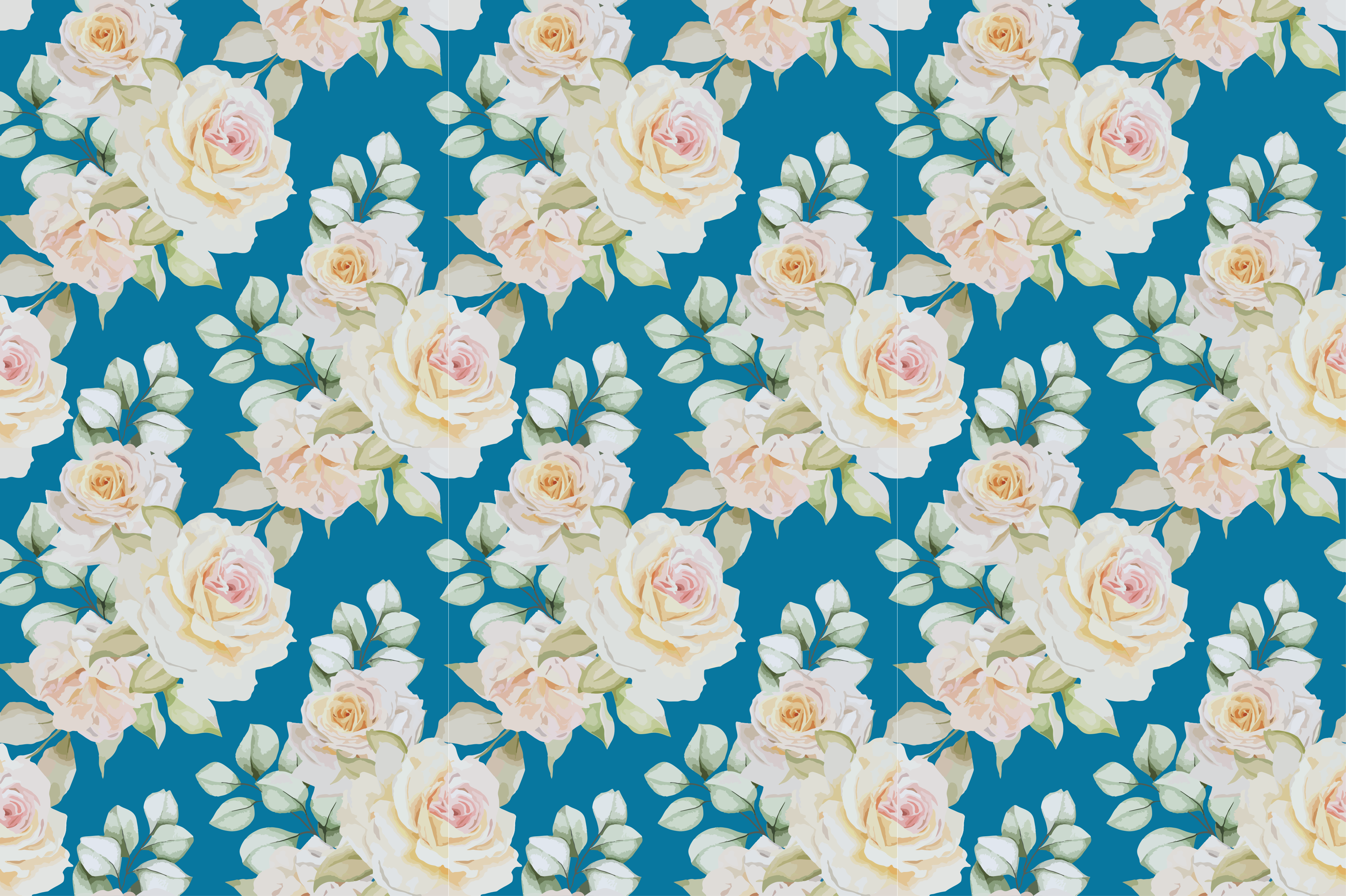 Flowerprint 'petroleum' blommig matta - Tenstickers