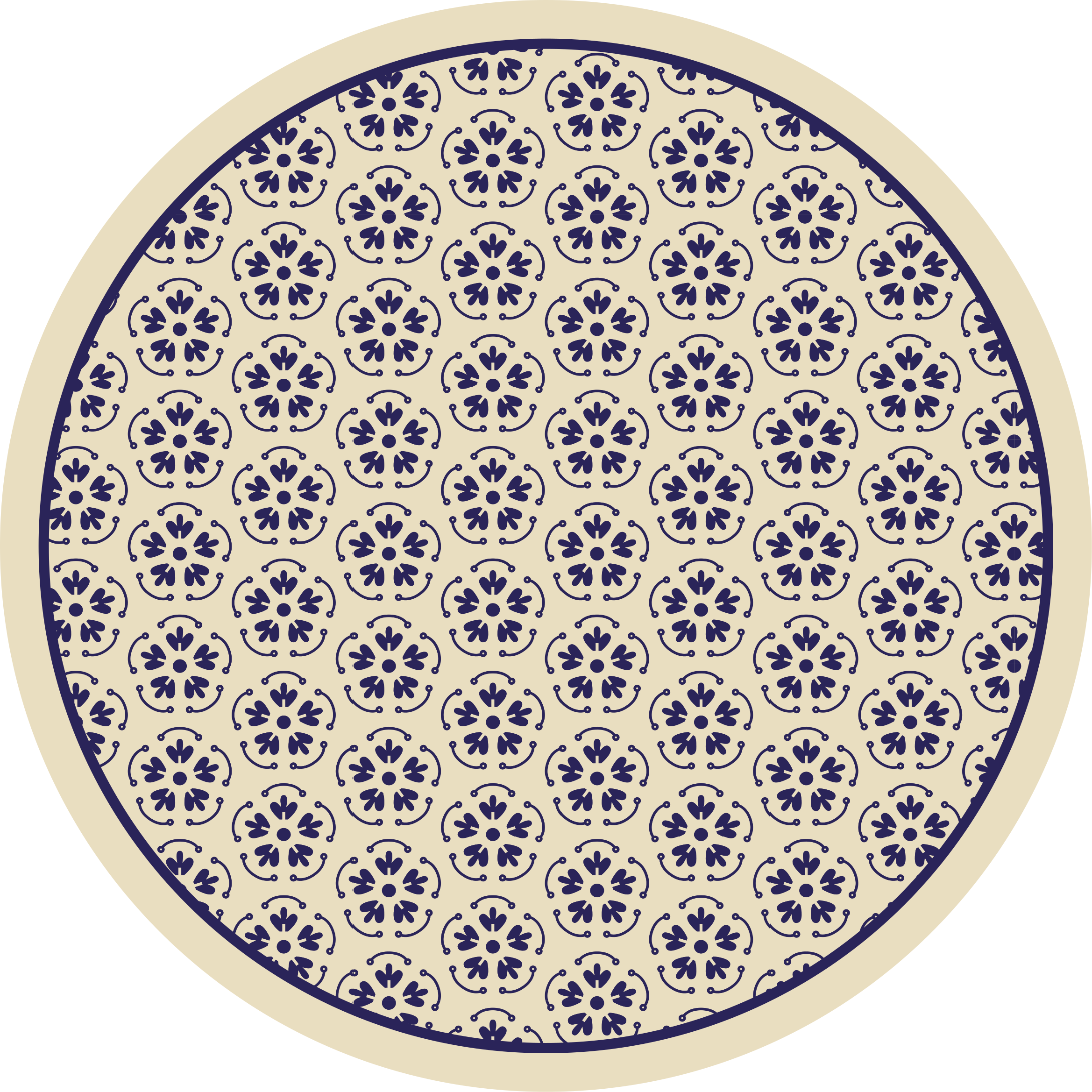 Cirkulärt mosaikmönster Vinylmatta blommor och växter - Tenstickers