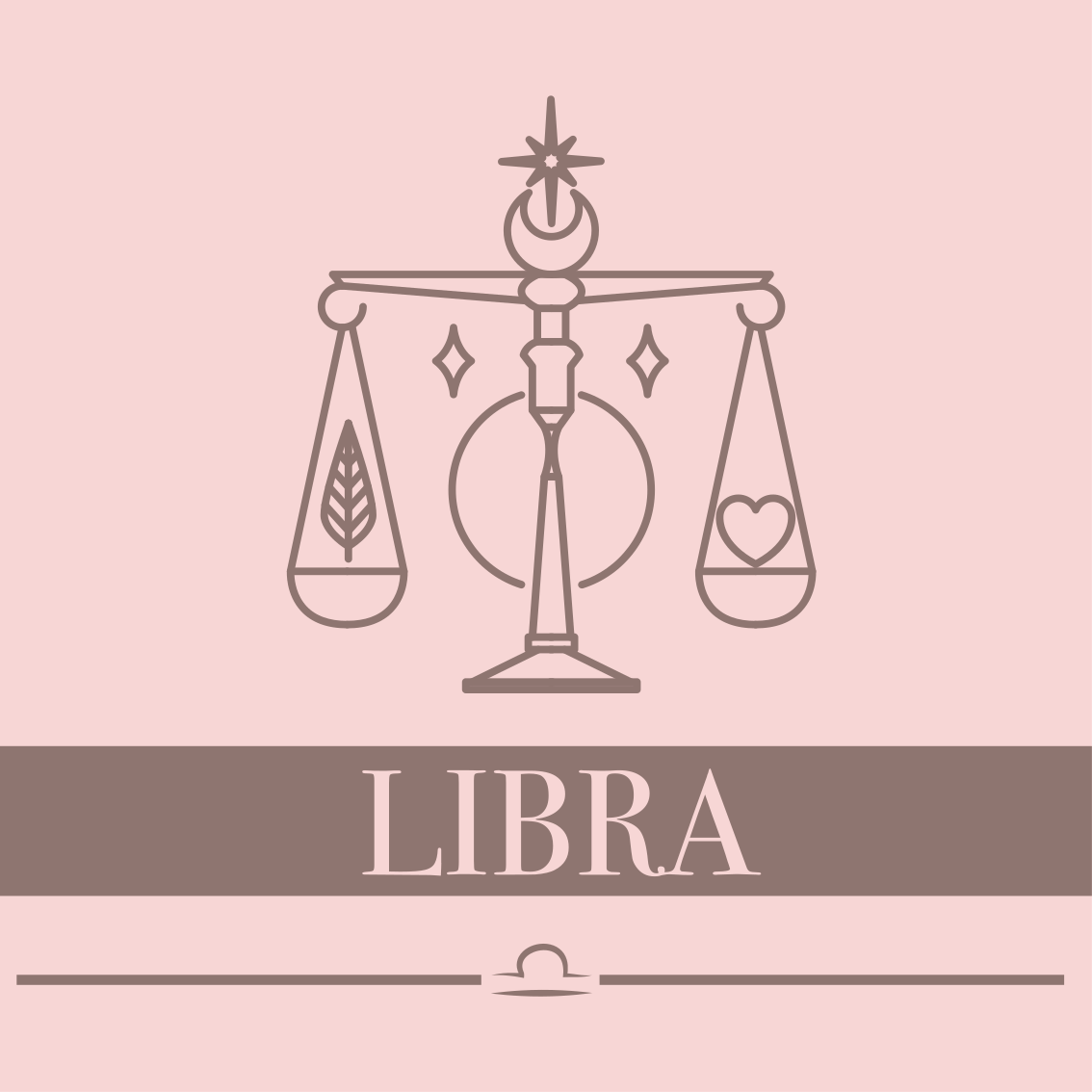 Libra rosa kort stjärntecken design matta - Tenstickers