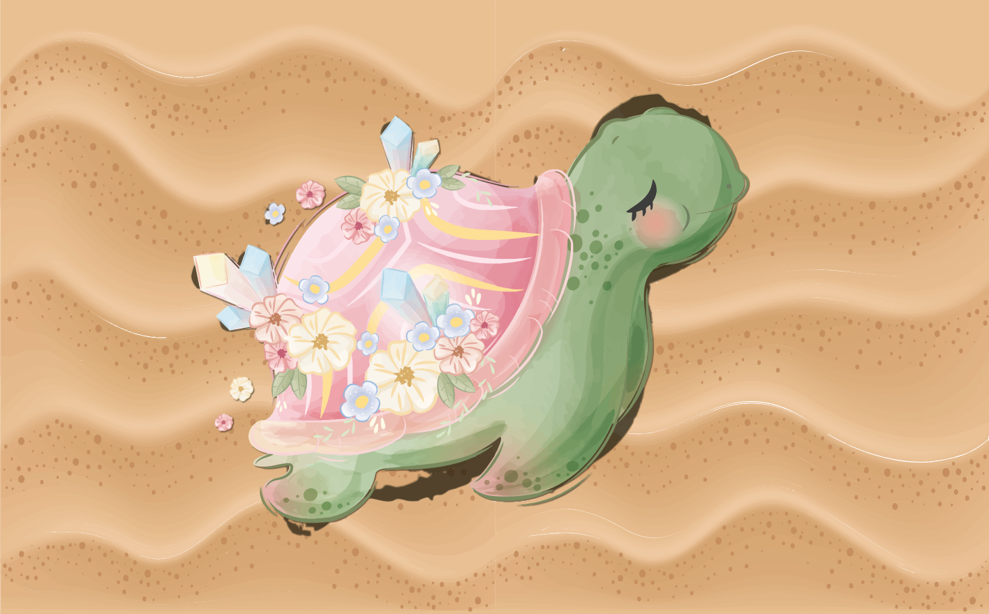 Baby sköldpaddor orange bakgrund baby lekmatta - Tenstickers