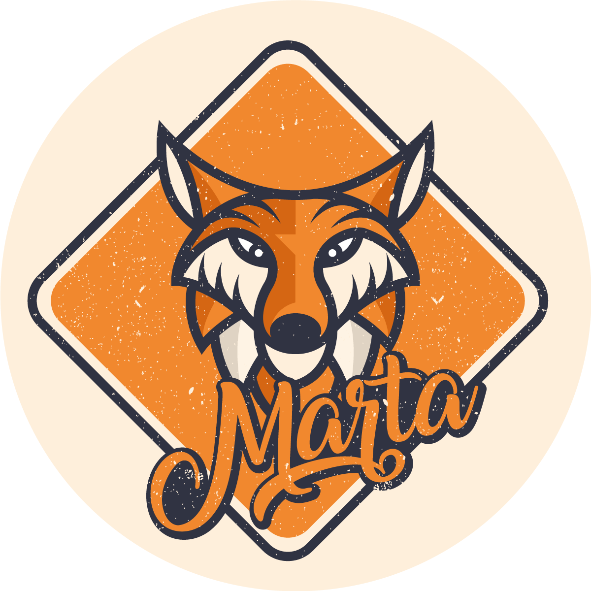 Anpassningsbar smart räv Vinylmatta namn - Tenstickers