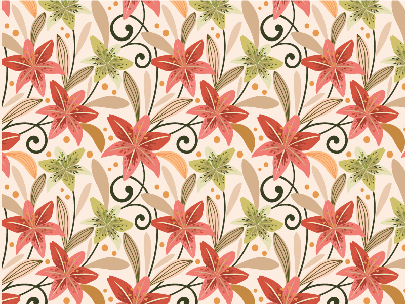 Färgglada vintage liljor blommig matta - Tenstickers