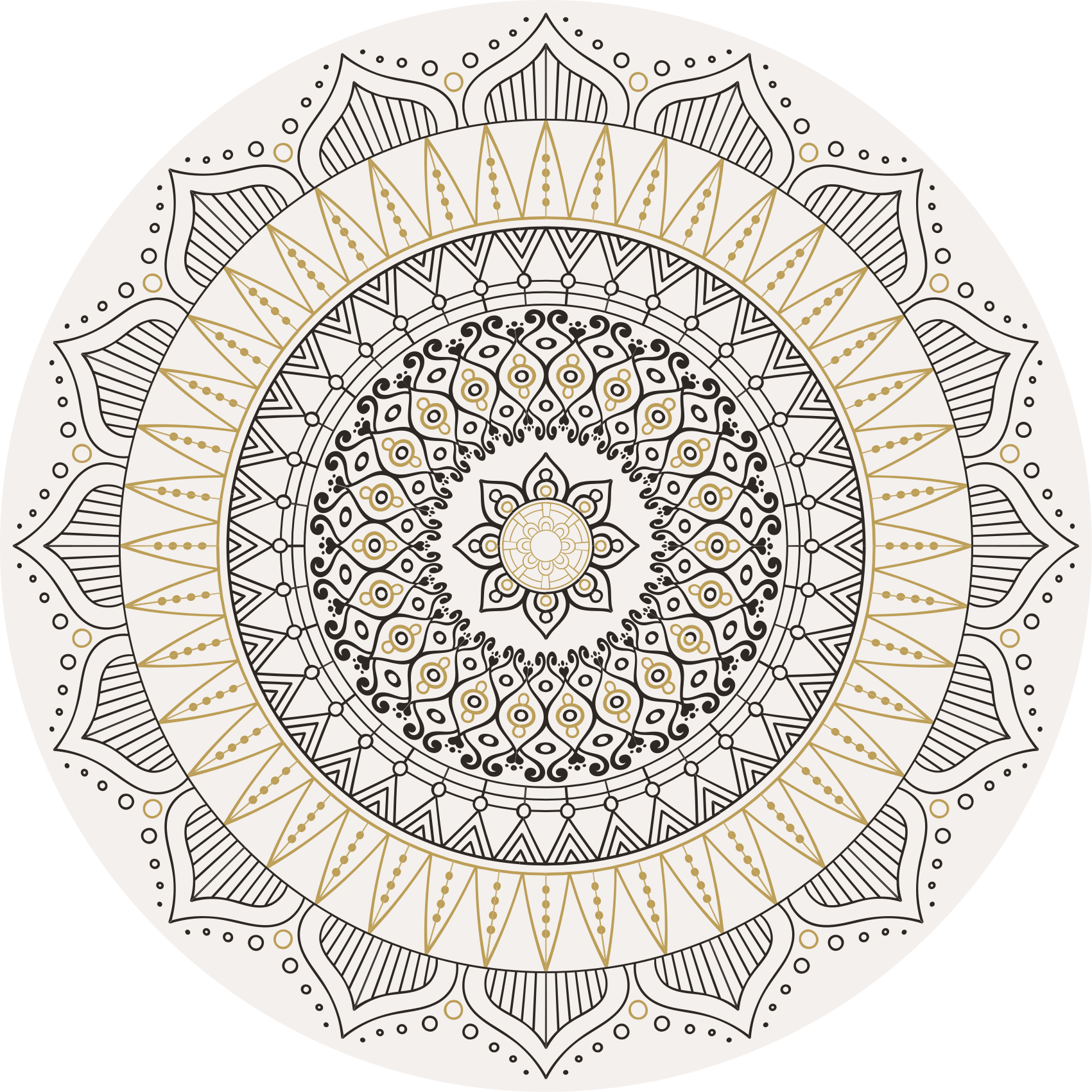 Mandala mittpunkt Vinylmatta Mandala - Tenstickers