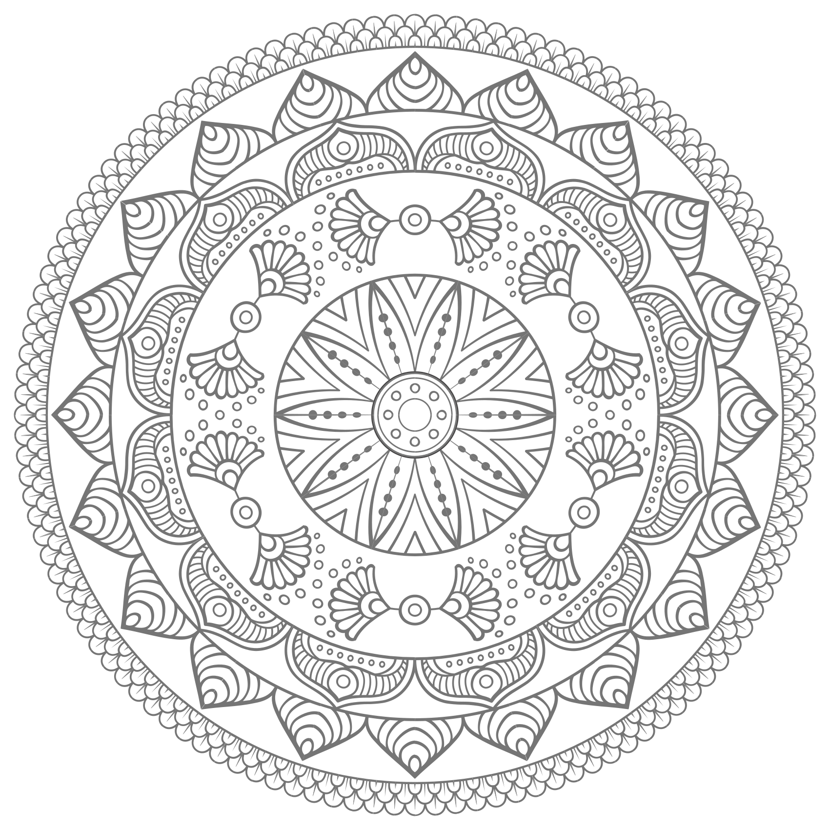 Geometrisk grå triangelmönster mandala matta - Tenstickers