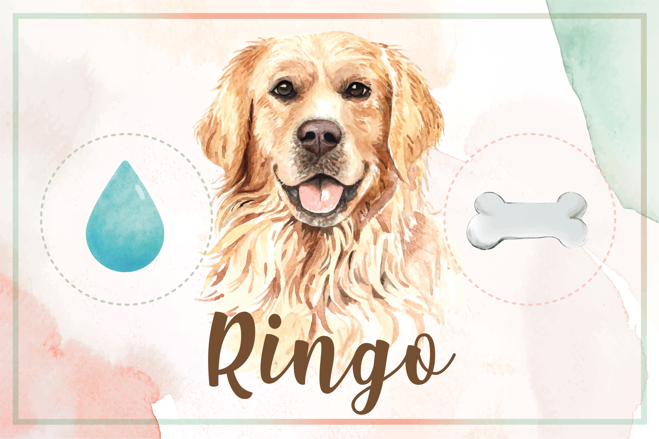 Golden retriever vatten och matdjur matta - Tenstickers