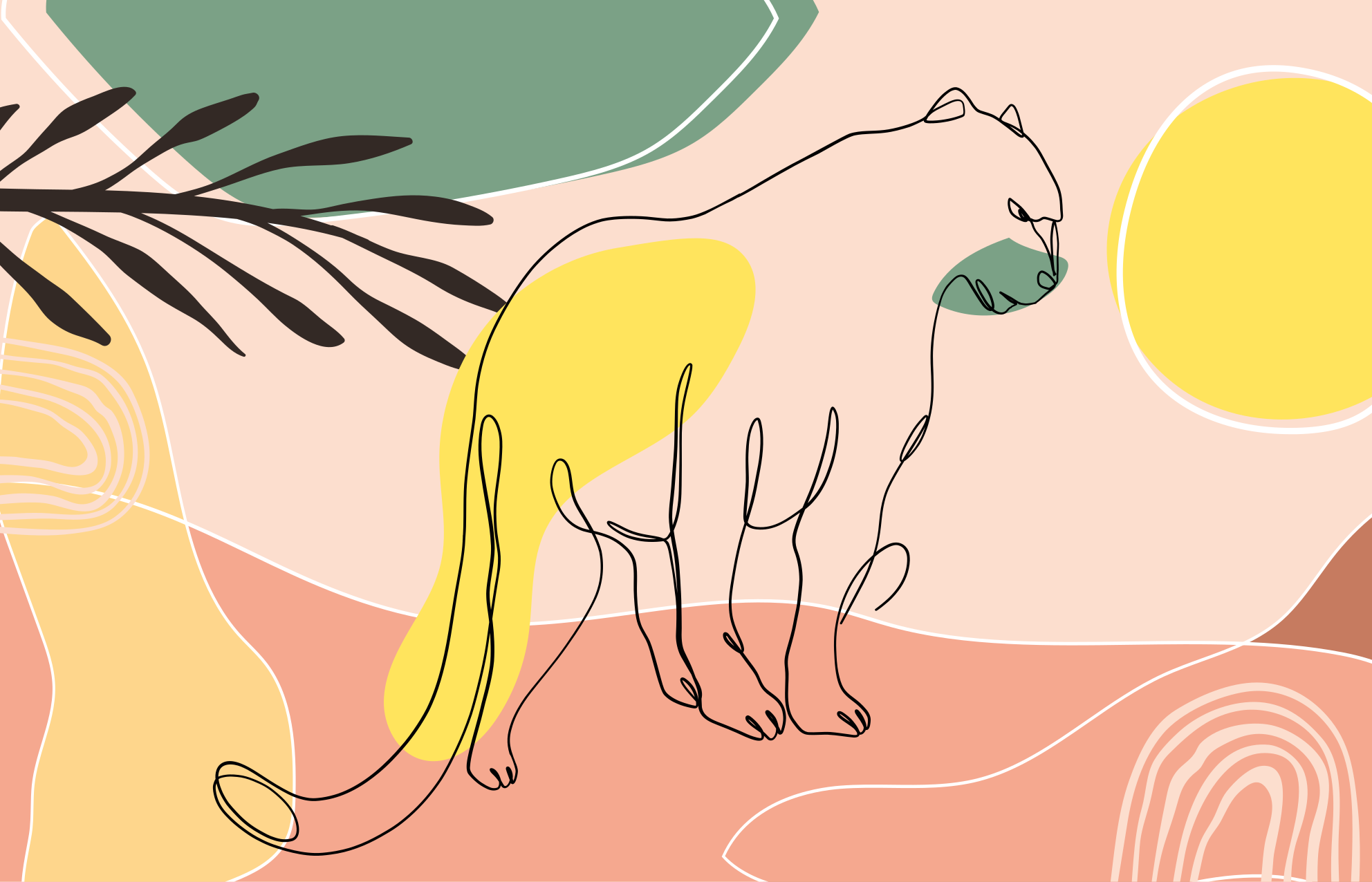 Handritad panter djur matta - Tenstickers