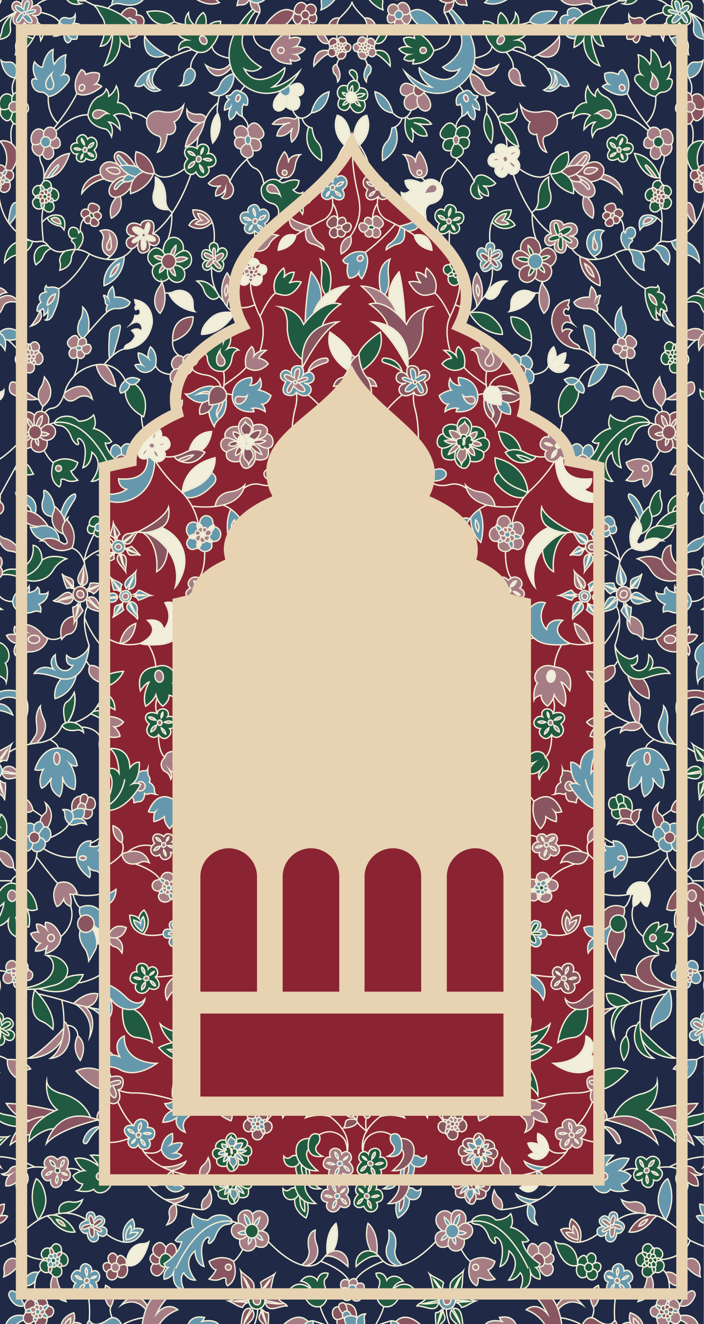 Blommönster persisk stil Vinylmatta Rektangel - Tenstickers