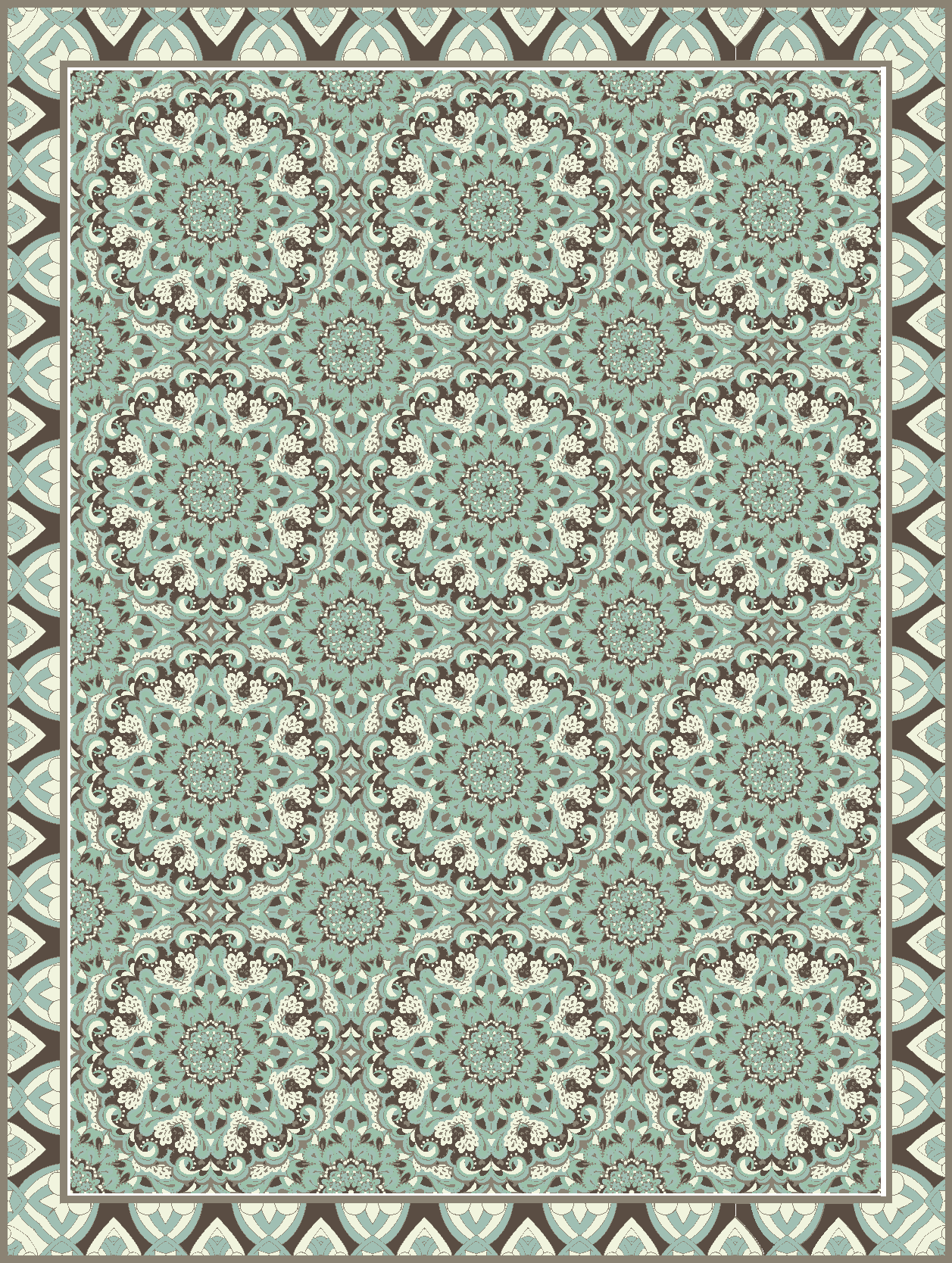 Blommigt kakelmönster Vinylmatta Matsal - Tenstickers