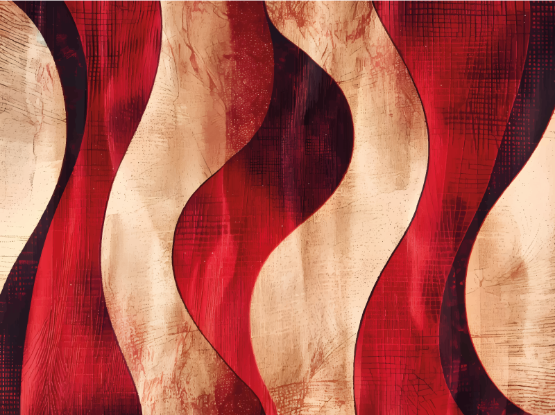 Moderna vågmönster Vinylmatta Röd - Tenstickers