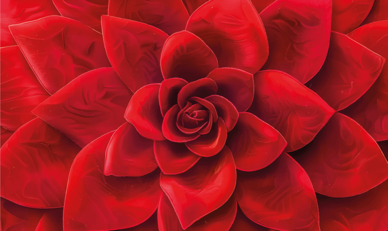 Blomblad design Vinylmatta Röd - Tenstickers