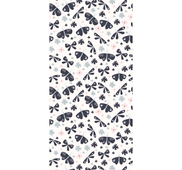 Blommiga rosettmönster Tapet fjärilar - Tenstickers