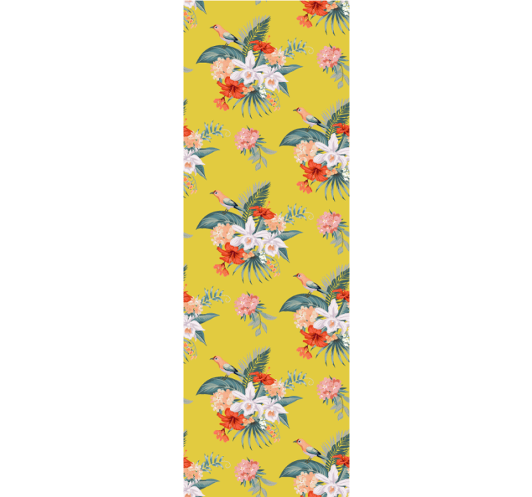 Bukett på gul bakgrund Tapet blommor - Tenstickers