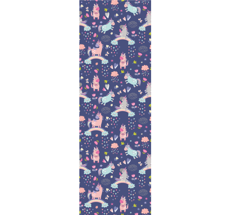 Färgglada enhörningsmönster barn tapet - Tenstickers
